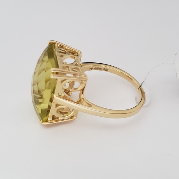 14K Yellow Gold Plate Sterling Silver Lemon Quartz Ring 9 - Picture 2 of 4